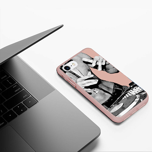 Чехол iPhone 7/8 матовый Брюс Ли Dj / 3D-Светло-розовый – фото 3