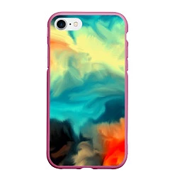 Чехол iPhone 7/8 матовый Разноцветная акварель, цвет: 3D-малиновый