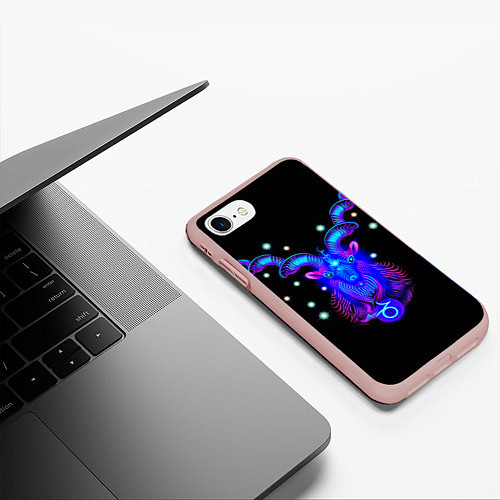Чехол iPhone 7/8 матовый Космический Козерог / 3D-Светло-розовый – фото 3
