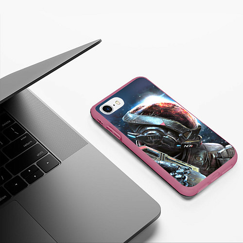 Чехол iPhone 7/8 матовый Mass Effect: Andromeda / 3D-Малиновый – фото 3
