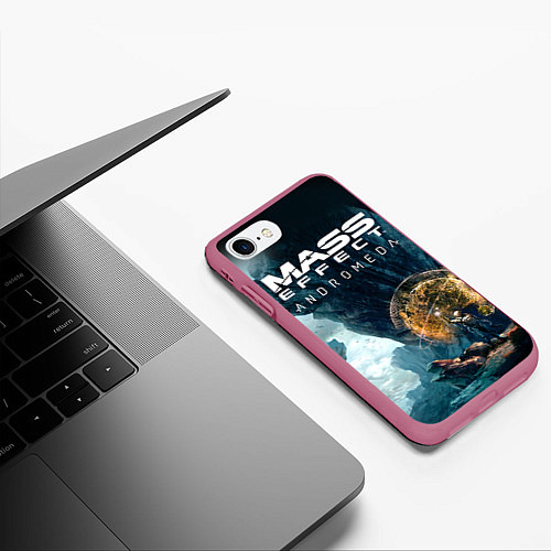 Чехол iPhone 7/8 матовый Mass Effect: Andromeda / 3D-Малиновый – фото 3