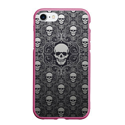 Чехол iPhone 7/8 матовый Black Milk: Skulls, цвет: 3D-малиновый