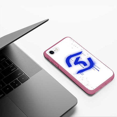 Чехол iPhone 7/8 матовый SK Gaming: White collection / 3D-Малиновый – фото 3