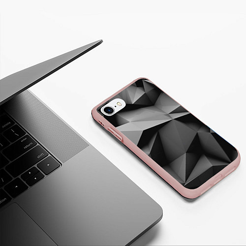 Чехол iPhone 7/8 матовый Gray abstraction / 3D-Светло-розовый – фото 3