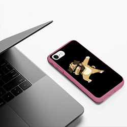 Чехол iPhone 7/8 матовый Mops Dab, цвет: 3D-малиновый — фото 2