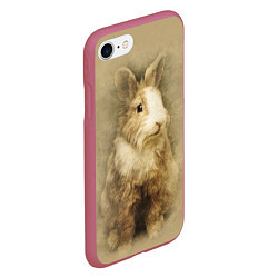 Чехол iPhone 7/8 матовый Пушистый кролик, цвет: 3D-малиновый — фото 2