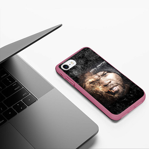 Чехол iPhone 7/8 матовый 50 cent: Animal ambition / 3D-Малиновый – фото 3
