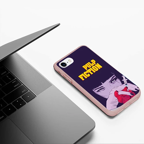 Чехол iPhone 7/8 матовый Pulp Fiction: Dope Heart / 3D-Светло-розовый – фото 3