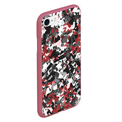 Чехол iPhone 7/8 матовый Камуфляж: серый/красный, цвет: 3D-малиновый — фото 2
