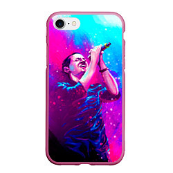 Чехол iPhone 7/8 матовый Chester Bennington: Colors, цвет: 3D-малиновый
