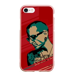 Чехол iPhone 7/8 матовый Chester Bennington, цвет: 3D-светло-розовый