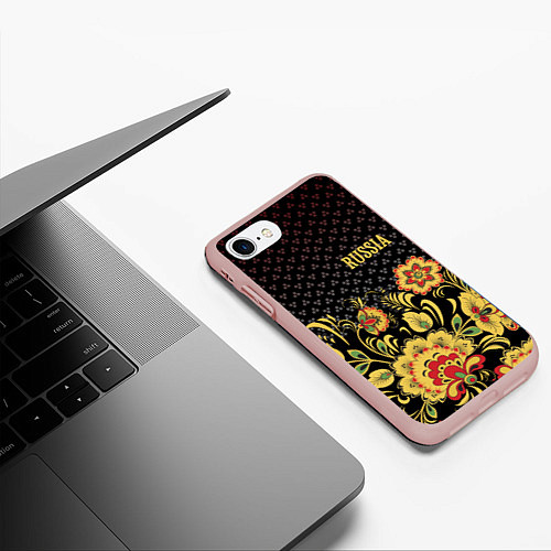 Чехол iPhone 7/8 матовый Russia: black edition / 3D-Светло-розовый – фото 3