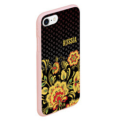 Чехол iPhone 7/8 матовый Russia: black edition, цвет: 3D-светло-розовый — фото 2