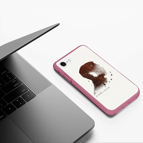 Чехол iPhone 7/8 матовый Дельфин/Андрей / 3D-Малиновый – фото 3