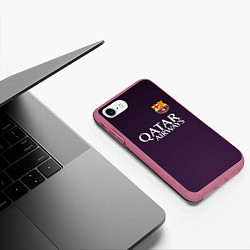 Чехол iPhone 7/8 матовый Barcelona FC: Violet, цвет: 3D-малиновый — фото 2