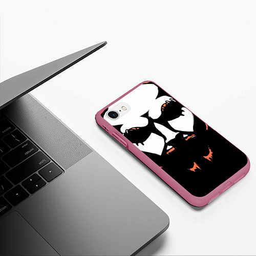 Чехол iPhone 7/8 матовый Metalocalypse: Dethklok Face / 3D-Малиновый – фото 3