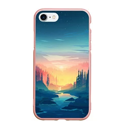 Чехол iPhone 7/8 матовый Лес, цвет: 3D-светло-розовый