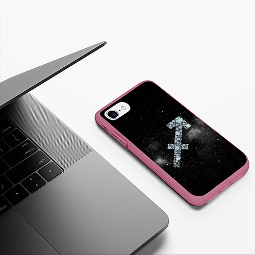 Чехол iPhone 7/8 матовый Космический Стрелец / 3D-Малиновый – фото 3
