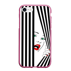 Чехол iPhone 7/8 матовый Pop art girl, цвет: 3D-малиновый