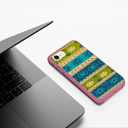 Чехол iPhone 7/8 матовый Индийский узор, цвет: 3D-малиновый — фото 2