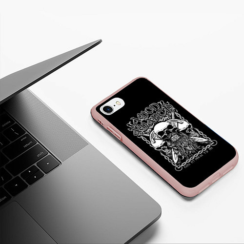 Чехол iPhone 7/8 матовый Amon Amarth: Trio Skulls / 3D-Светло-розовый – фото 3