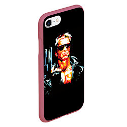 Чехол iPhone 7/8 матовый Terminator with a pistol, цвет: 3D-малиновый — фото 2