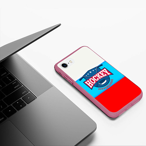 Чехол iPhone 7/8 матовый Hockey Russia / 3D-Малиновый – фото 3