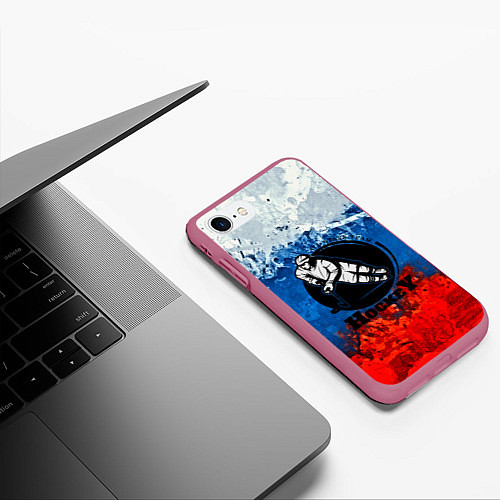 Чехол iPhone 7/8 матовый Hockey / 3D-Малиновый – фото 3