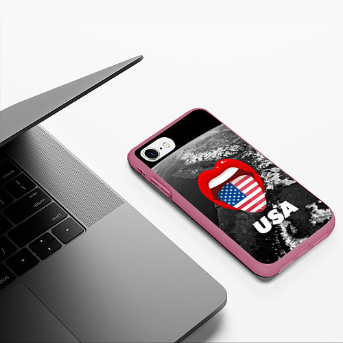 Чехол iPhone 7/8 матовый USA / 3D-Малиновый – фото 3