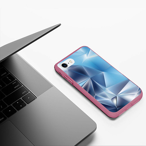 Чехол iPhone 7/8 матовый Blue abstract / 3D-Малиновый – фото 3