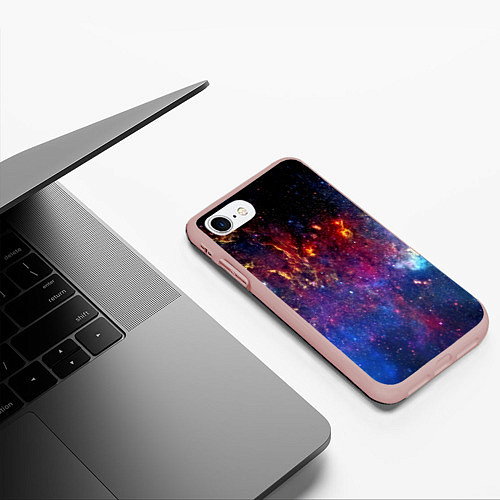 Чехол iPhone 7/8 матовый Космос / 3D-Светло-розовый – фото 3