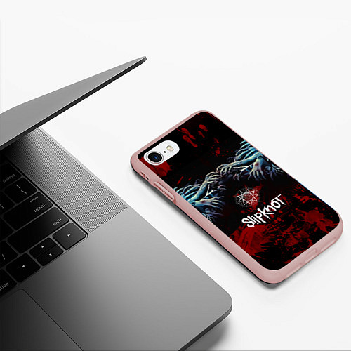 Чехол iPhone 7/8 матовый Slipknot руки зомби / 3D-Светло-розовый – фото 3