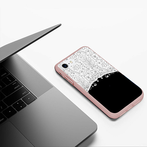 Чехол iPhone 7/8 матовый Флористика / 3D-Светло-розовый – фото 3