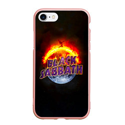 Чехол iPhone 7/8 матовый Black Sabbath земля в огне, цвет: 3D-светло-розовый