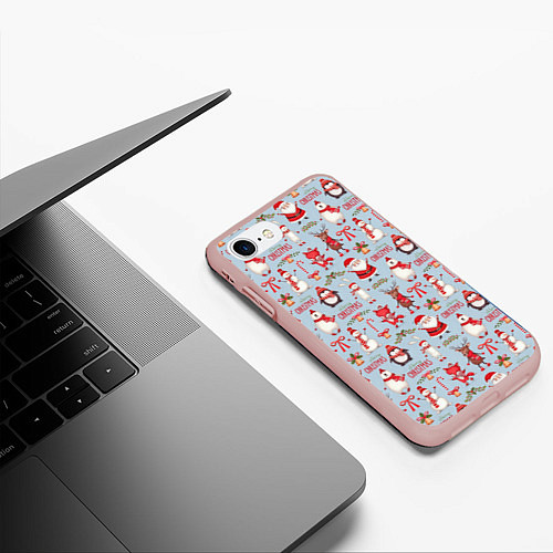 Чехол iPhone 7/8 матовый Рождественская Милота / 3D-Светло-розовый – фото 3