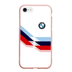 Чехол iPhone 7/8 матовый BMW БМВ WHITE, цвет: 3D-светло-розовый