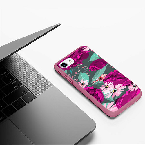 Чехол iPhone 7/8 матовый Осенний цветок / 3D-Малиновый – фото 3