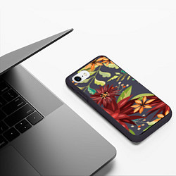 Чехол iPhone 7/8 матовый Цветочки, цвет: 3D-черный — фото 2