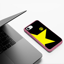 Чехол iPhone 7/8 матовый FC Borussia Dortmund: Star, цвет: 3D-малиновый — фото 2