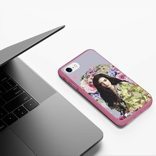 Чехол iPhone 7/8 матовый Lorde Floral / 3D-Малиновый – фото 3