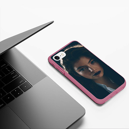 Чехол iPhone 7/8 матовый Lorde: Black lips / 3D-Малиновый – фото 3