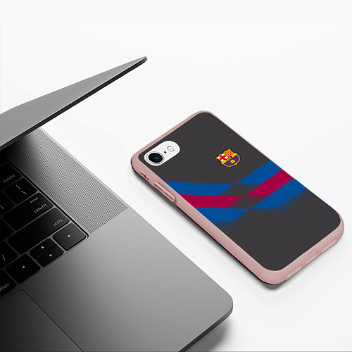 Чехол iPhone 7/8 матовый Barcelona FC: Dark style / 3D-Светло-розовый – фото 3