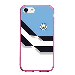 Чехол iPhone 7/8 матовый Manchester City FC: White style, цвет: 3D-малиновый