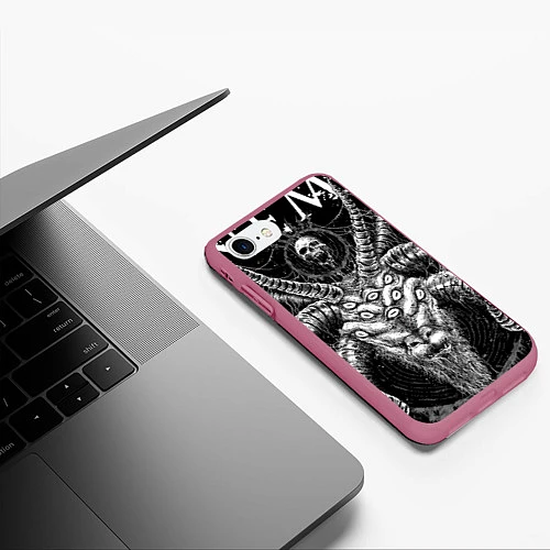 Чехол iPhone 7/8 матовый Arch Enemy: Devil / 3D-Малиновый – фото 3