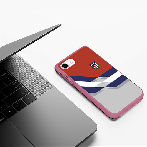 Чехол iPhone 7/8 матовый Atletico FC: Grey style / 3D-Малиновый – фото 3