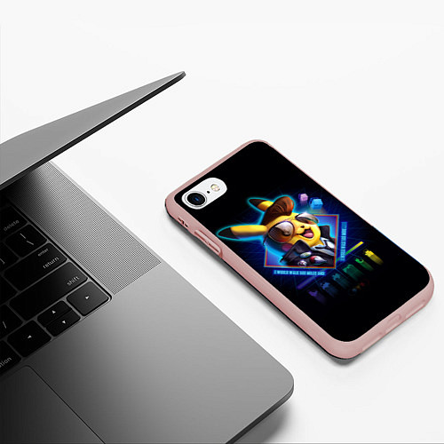 Чехол iPhone 7/8 матовый Retro Pikachu / 3D-Светло-розовый – фото 3
