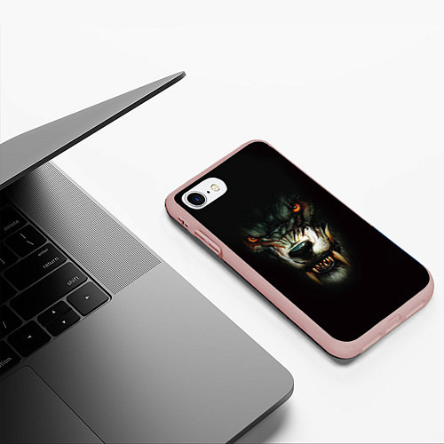 Чехол iPhone 7/8 матовый Оскал волка / 3D-Светло-розовый – фото 3