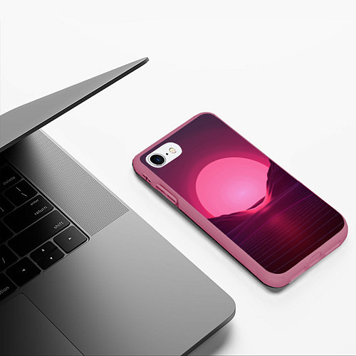 Чехол iPhone 7/8 матовый Cyber Sun / 3D-Малиновый – фото 3