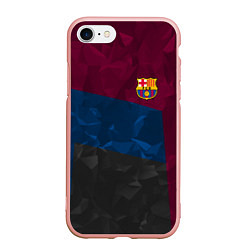Чехол iPhone 7/8 матовый FC Barcelona: Dark polygons, цвет: 3D-светло-розовый