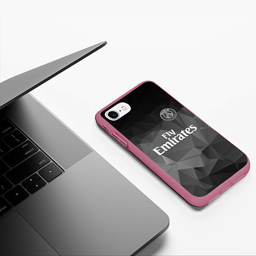 Чехол iPhone 7/8 матовый PSG FC: Polygons 2018 / 3D-Малиновый – фото 3